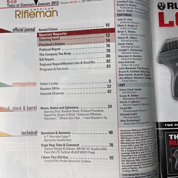 American Rifleman NRA Magazine January 2012 Vol 160 No 1 u National Rifle Associ - Picture 5 of 10